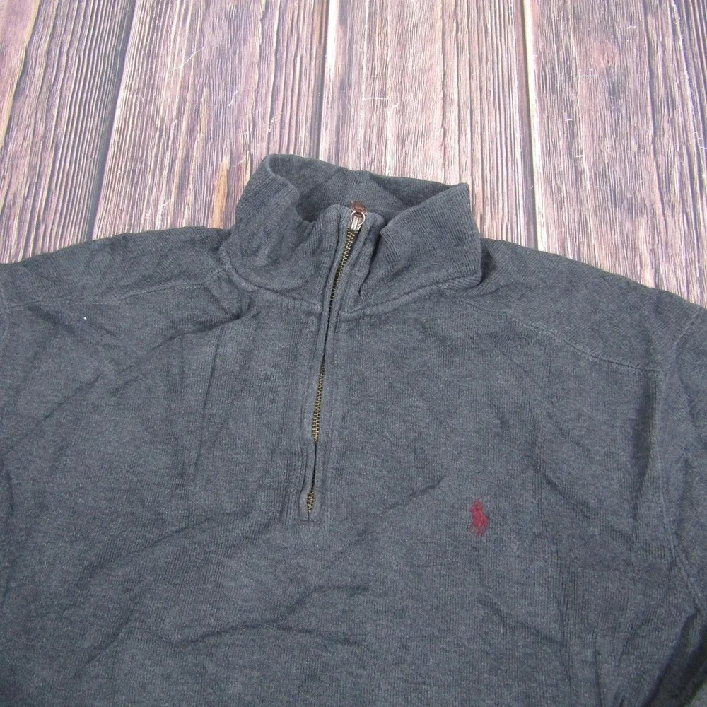 Polo Ralph Lauren Sweater Mens XL Gray Half Zip Pullover Embroidered Pony Cotton